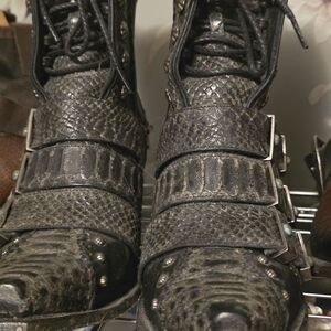 Lane Black Textured Buckle Boots